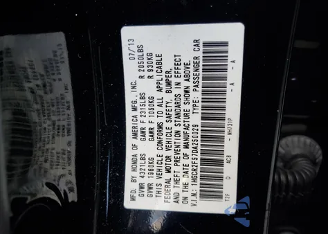 2013 Honda Accord Sport from USA, damaged, VIN 1HGCR2F57DA250029